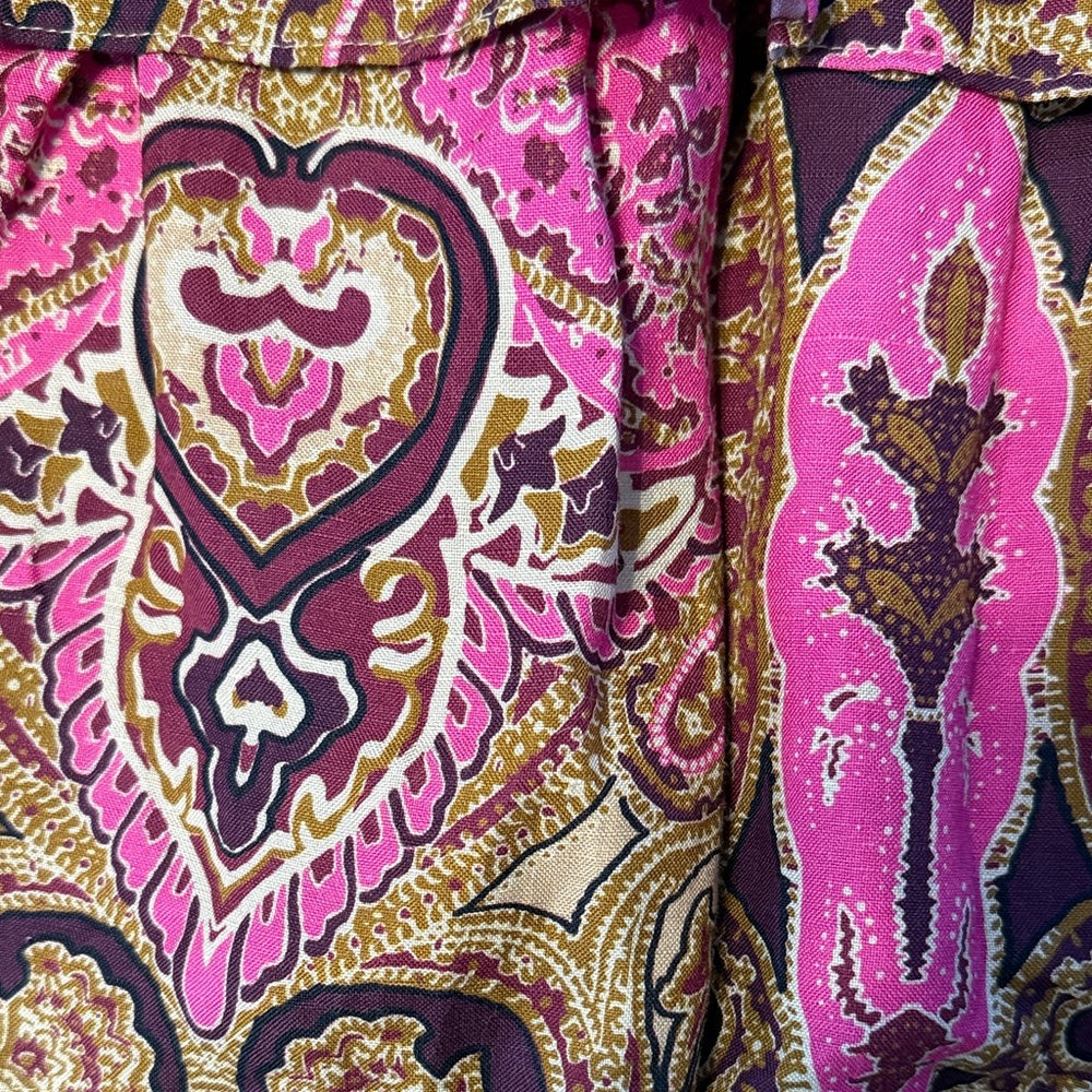 A Loves A (Dillard’s) Paisley linen tiered ruffle Maxi Skirt XS - Picture 3 of 6